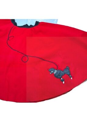 RED FELT black Poodle Dog SKIRT Retro 50s Costume Sock Hop Women’s 28-34” Waist
